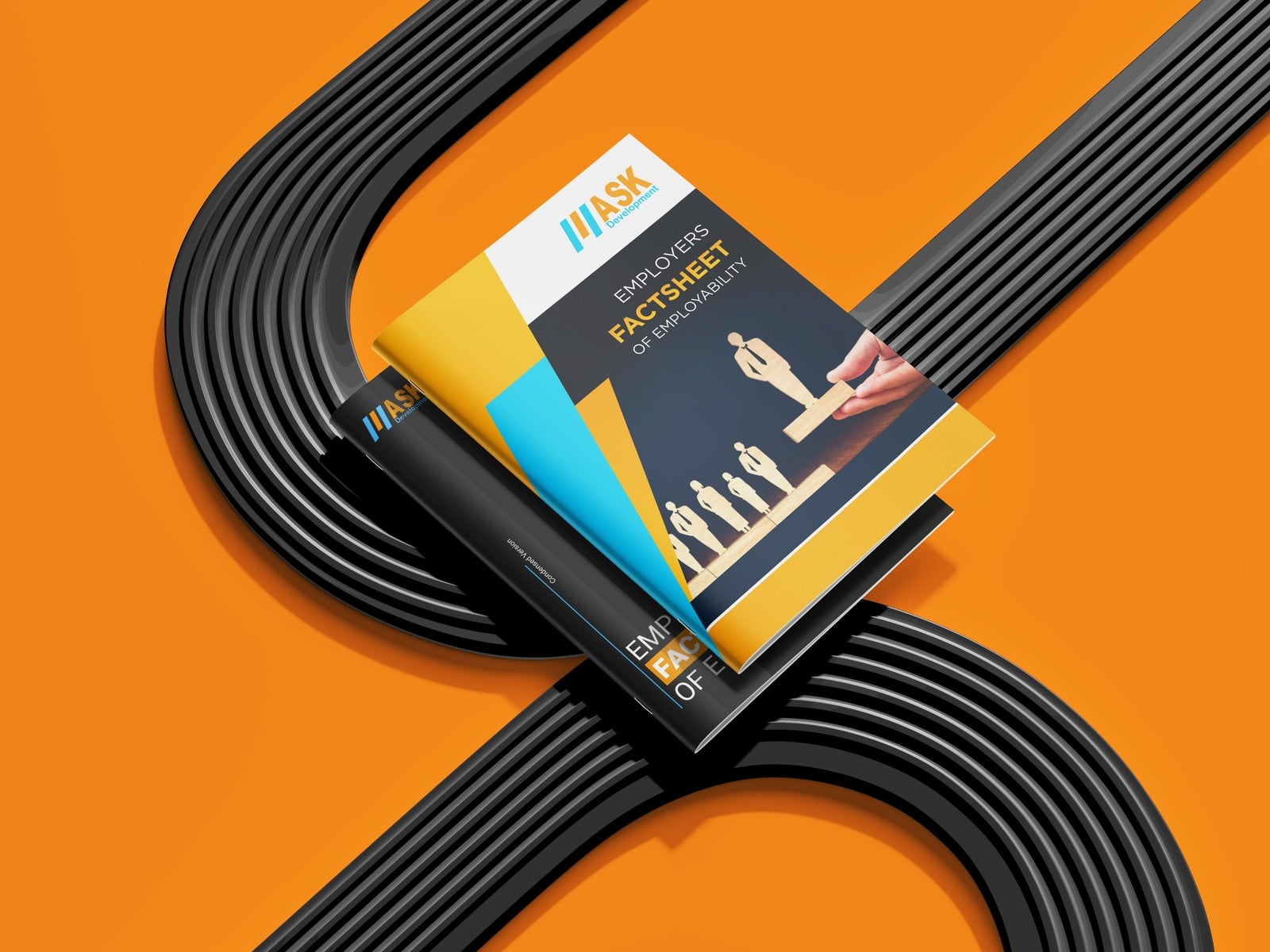 The two editions on an orange ground, cropped for the Work index